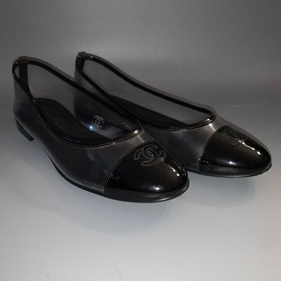Chanel Black Transparent Flats - Picture 1 of 8